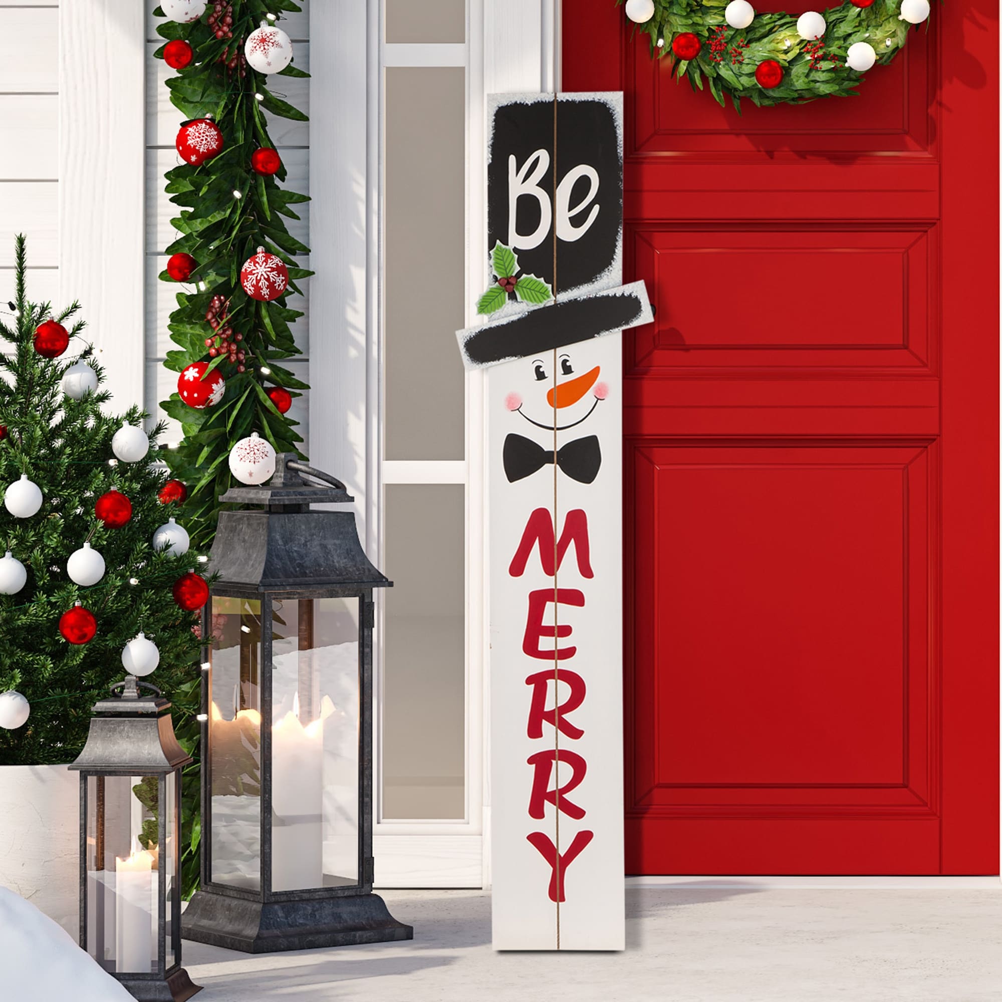 Glitzhome Christmas Wooden 42inch Porch Sign Overstock 28881763